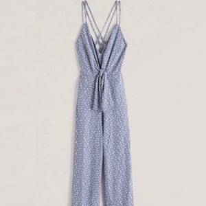 Abercrombie and Fitch blue floral jumpsuit